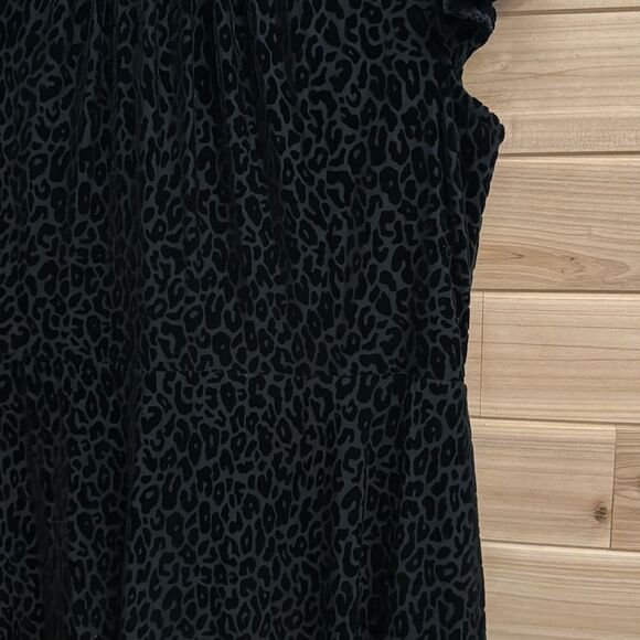 Adrianna Papell Size 12 Velvet Leopard Print Black High Neck Mini Dress - Picture 7 of 16